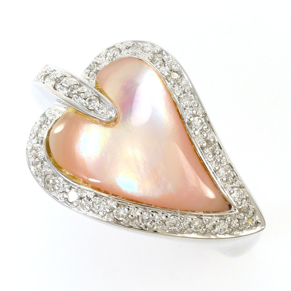 18K (18-karat white gold) ring, 1 piece, shell and 0.16ct diamond, with certi...